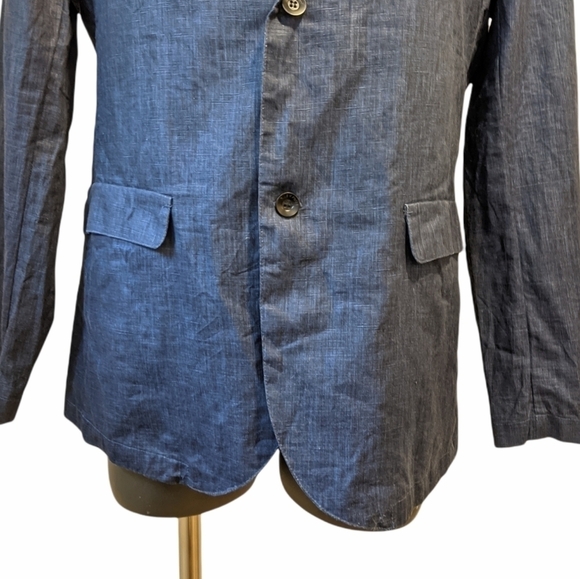 FIVE Four men’s 100% linen navy blue blazer XL - Picture 3 of 12